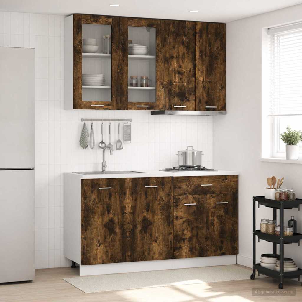 Kücheneinheit Lyon 4 Pcs Schwarze Eiche Holzwerkstoff