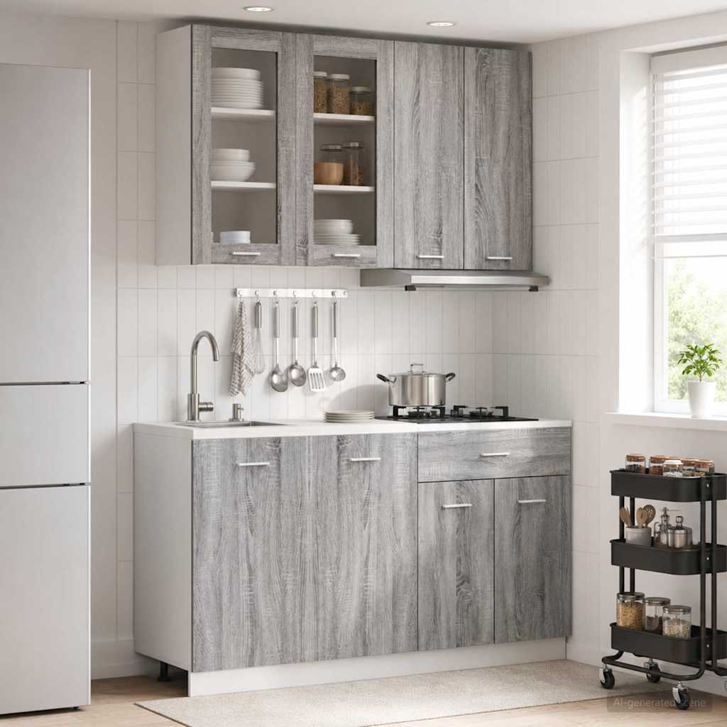 Kücheneinheit Lyon 4 Pcs Schwarze Eiche Holzwerkstoff