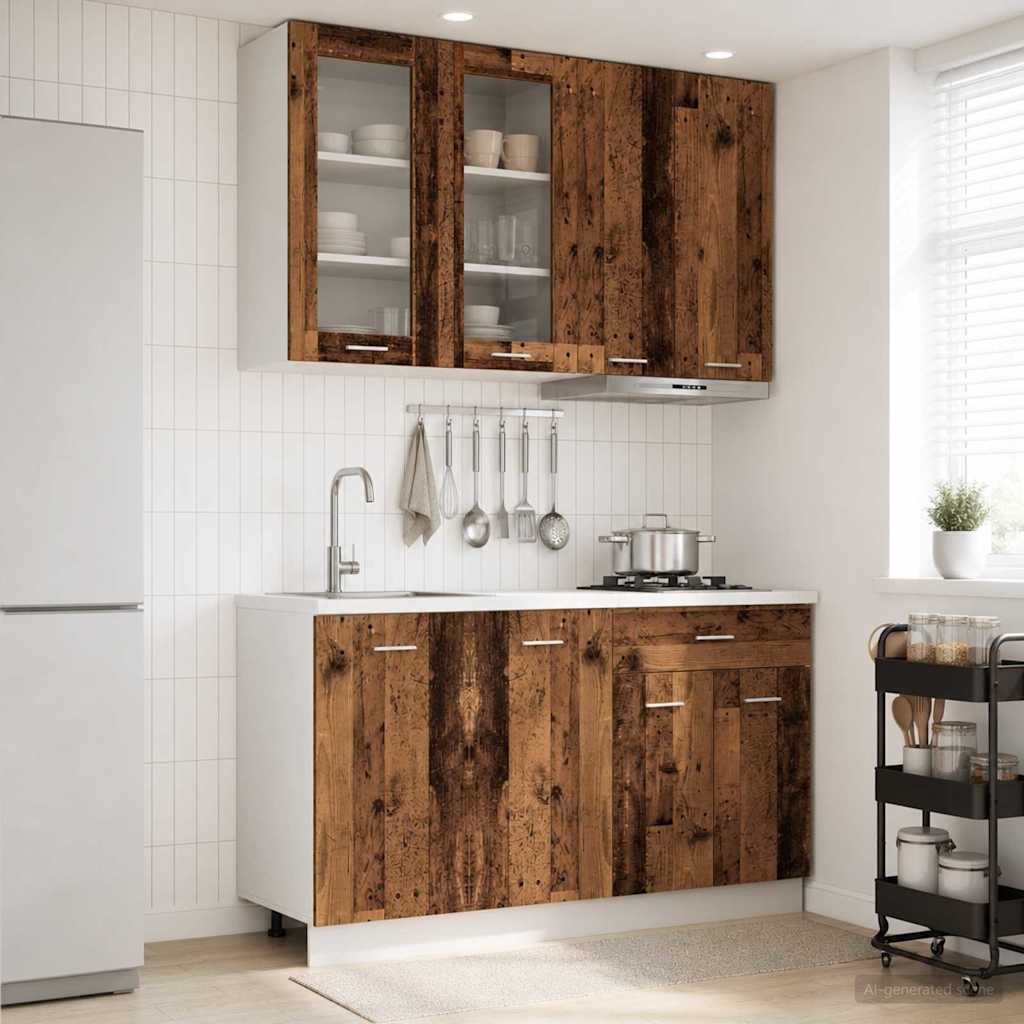 Kücheneinheit Lyon 4 Pcs Schwarze Eiche Holzwerkstoff