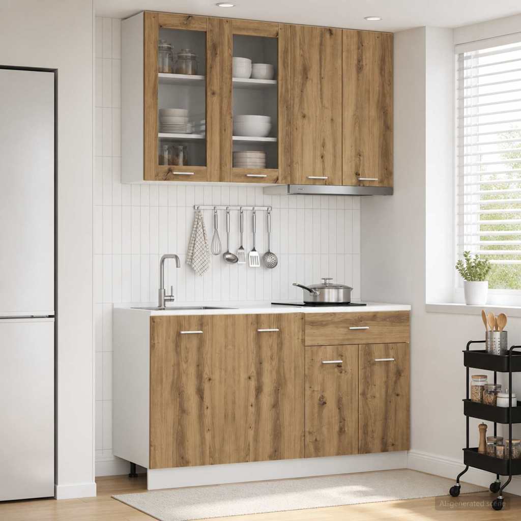 Kücheneinheit Lyon 4 Pcs Schwarze Eiche Holzwerkstoff