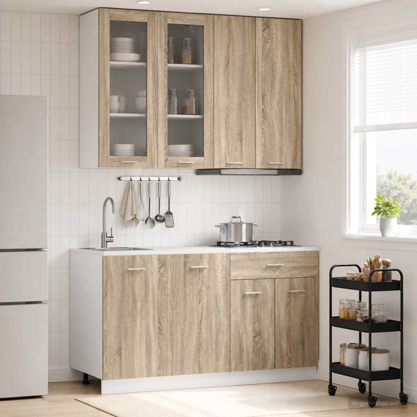 Kücheneinheit Lyon 4 Pcs Schwarze Eiche Holzwerkstoff