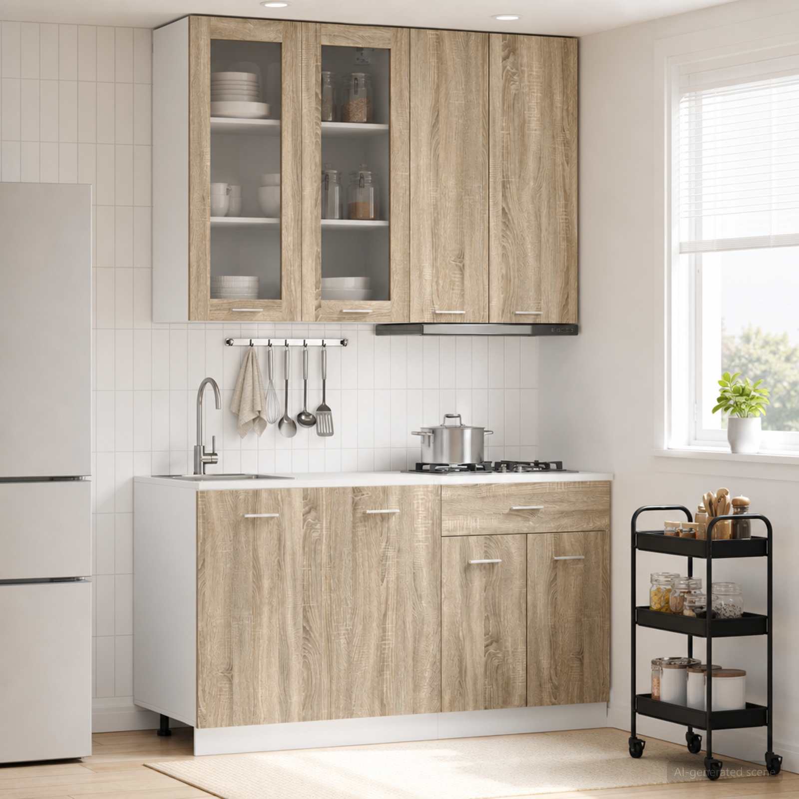 Kücheneinheit Lyon 4 Pcs Schwarze Eiche Holzwerkstoff