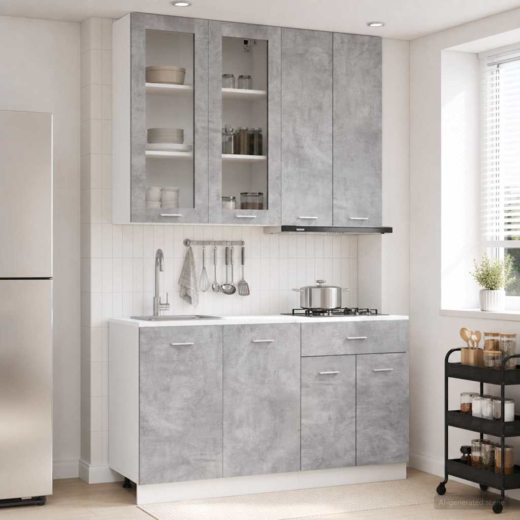 Kücheneinheit Lyon 4 Pcs Schwarze Eiche Holzwerkstoff