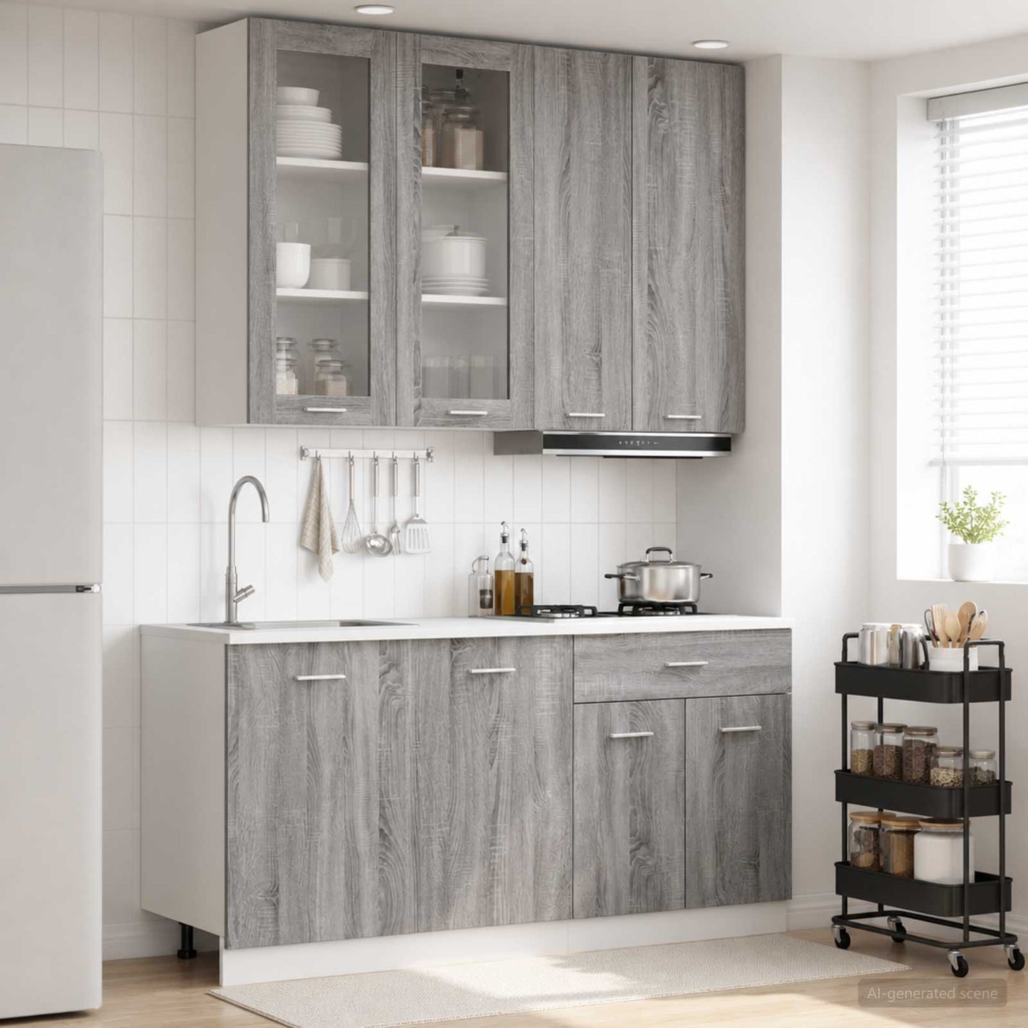 Kücheneinheit Lyon 4 Pcs Schwarze Eiche Holzwerkstoff