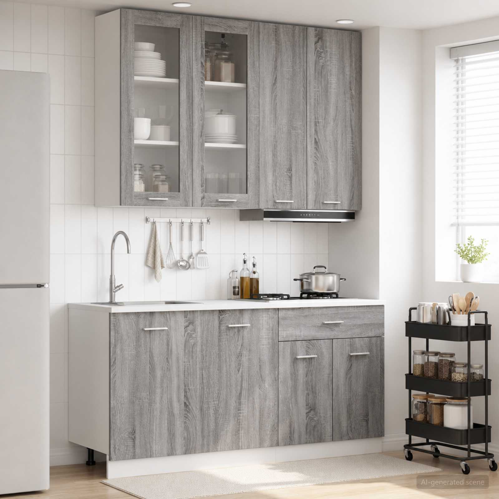 Kücheneinheit Lyon 4 Pcs Schwarze Eiche Holzwerkstoff