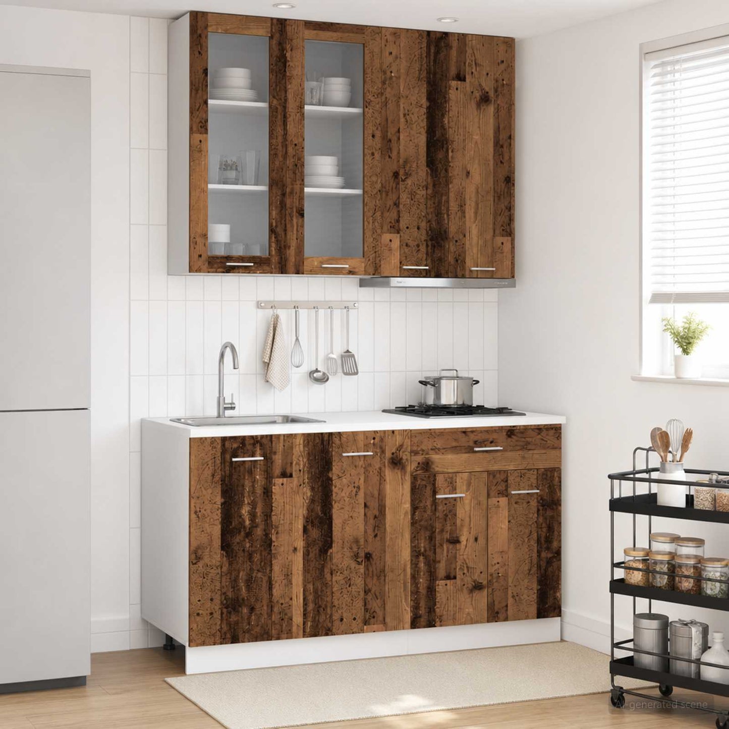 Kücheneinheit Lyon 4 Pcs Schwarze Eiche Holzwerkstoff