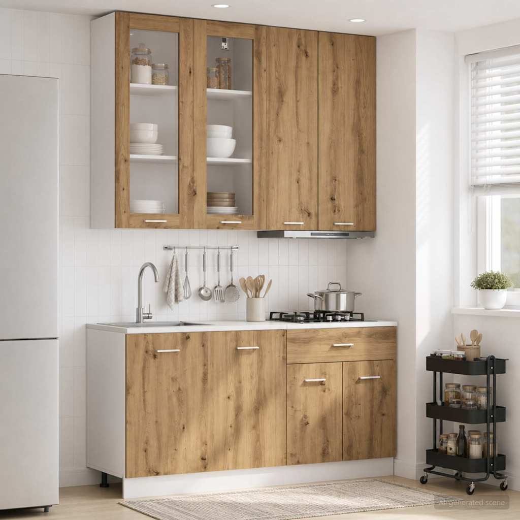 Kücheneinheit Lyon 4 Pcs Schwarze Eiche Holzwerkstoff