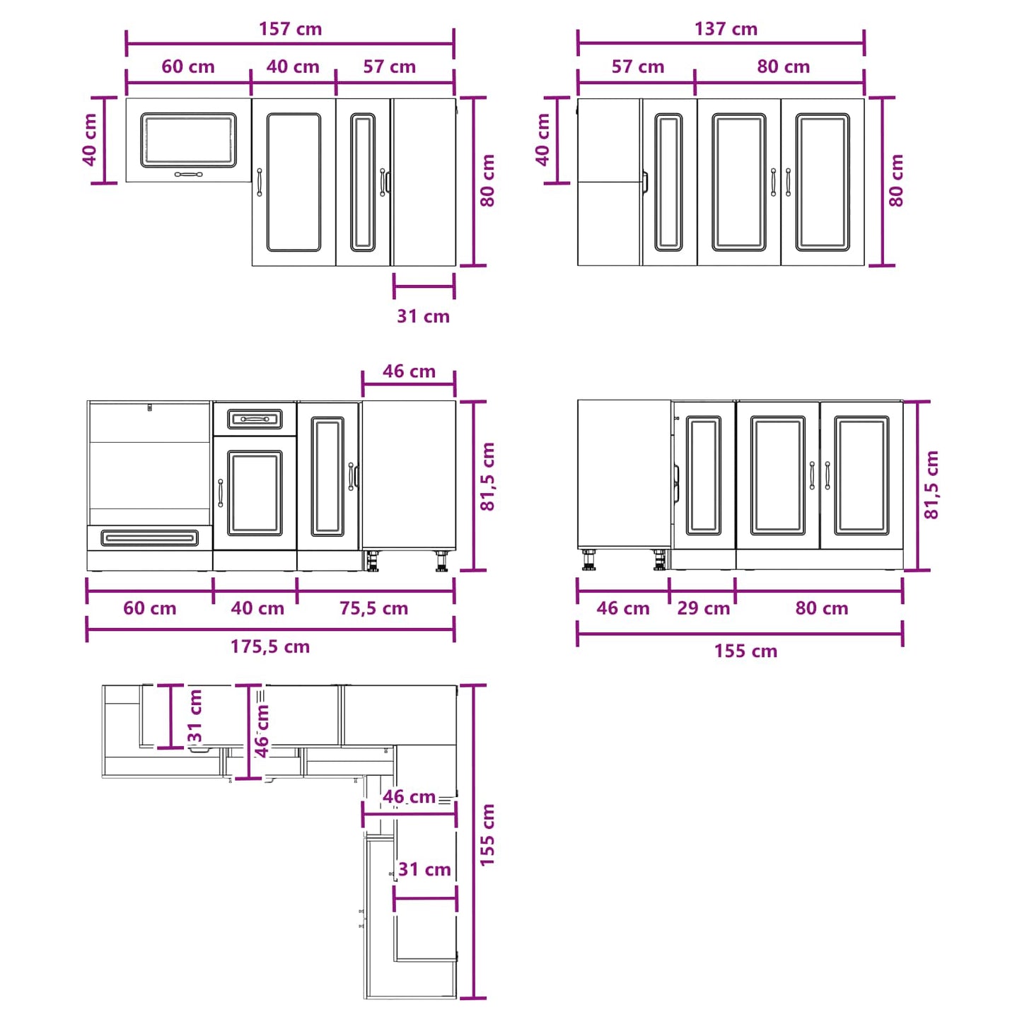 Kücheneinheit Kalmar 8 Pcs Holzwerkstoff