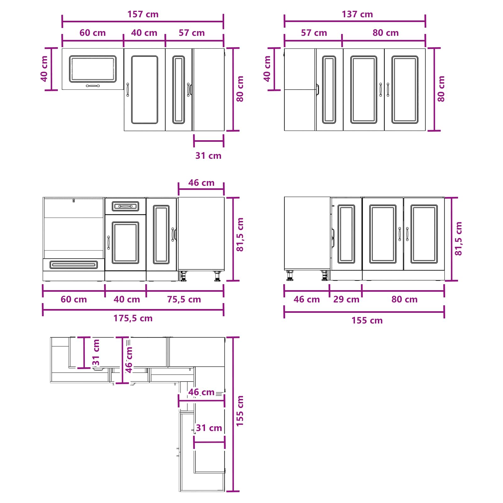 Kücheneinheit Kalmar 8 Pcs Holzwerkstoff