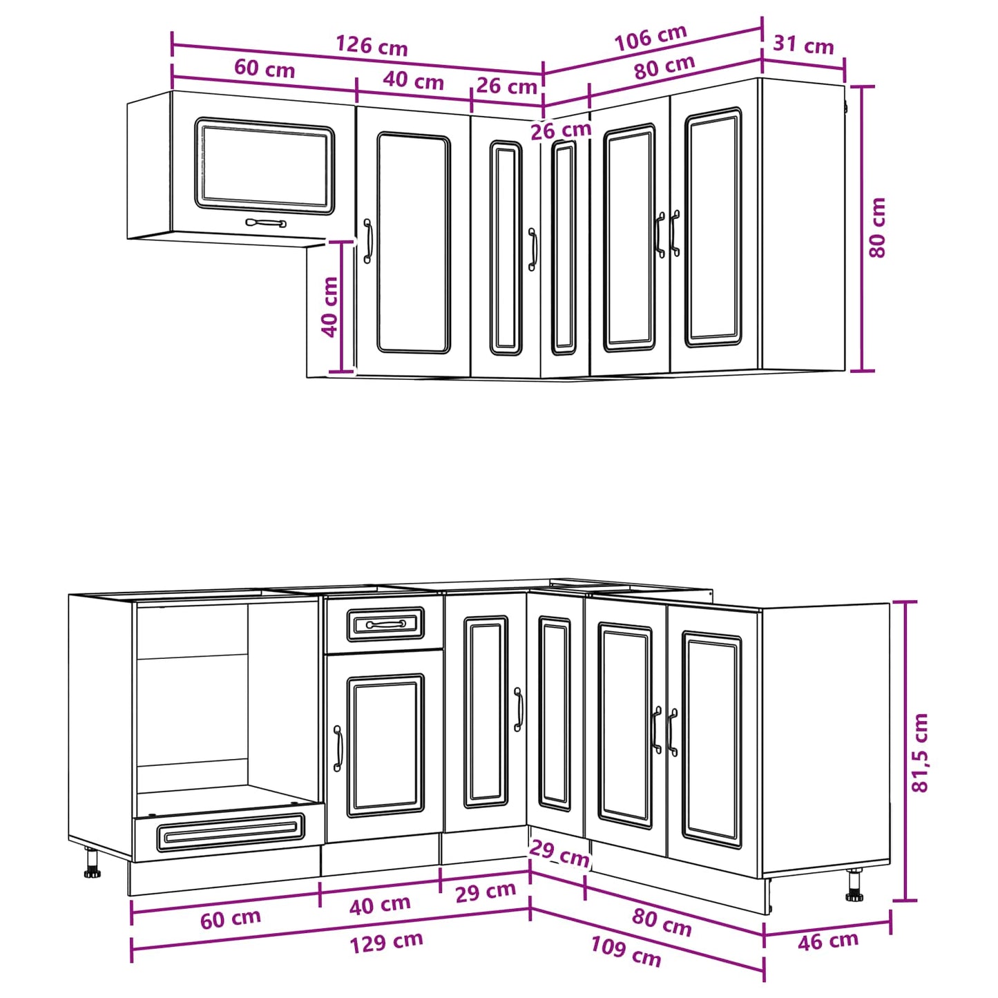 Kücheneinheit Kalmar 8 Pcs Holzwerkstoff