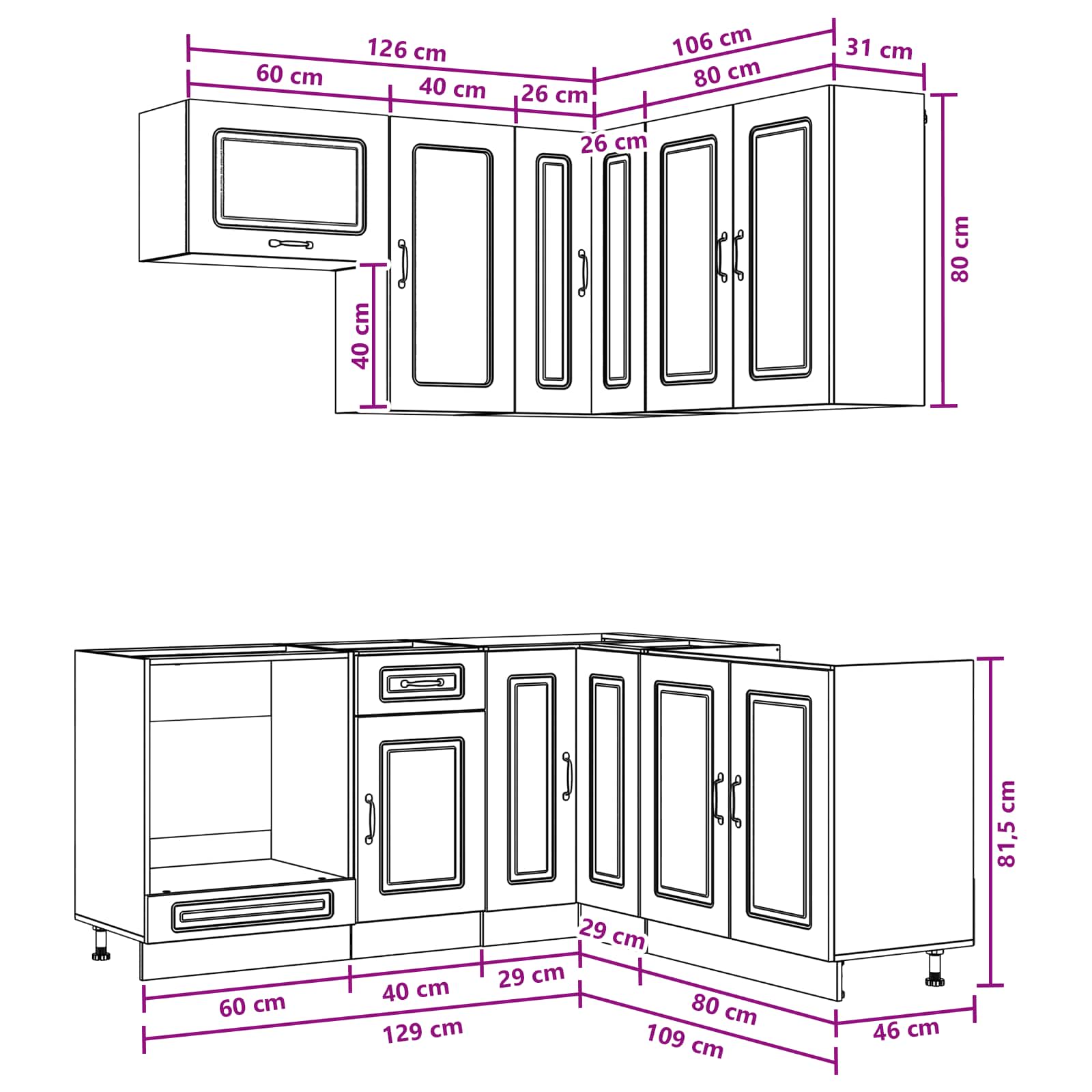 Kücheneinheit Kalmar 8 Pcs Holzwerkstoff