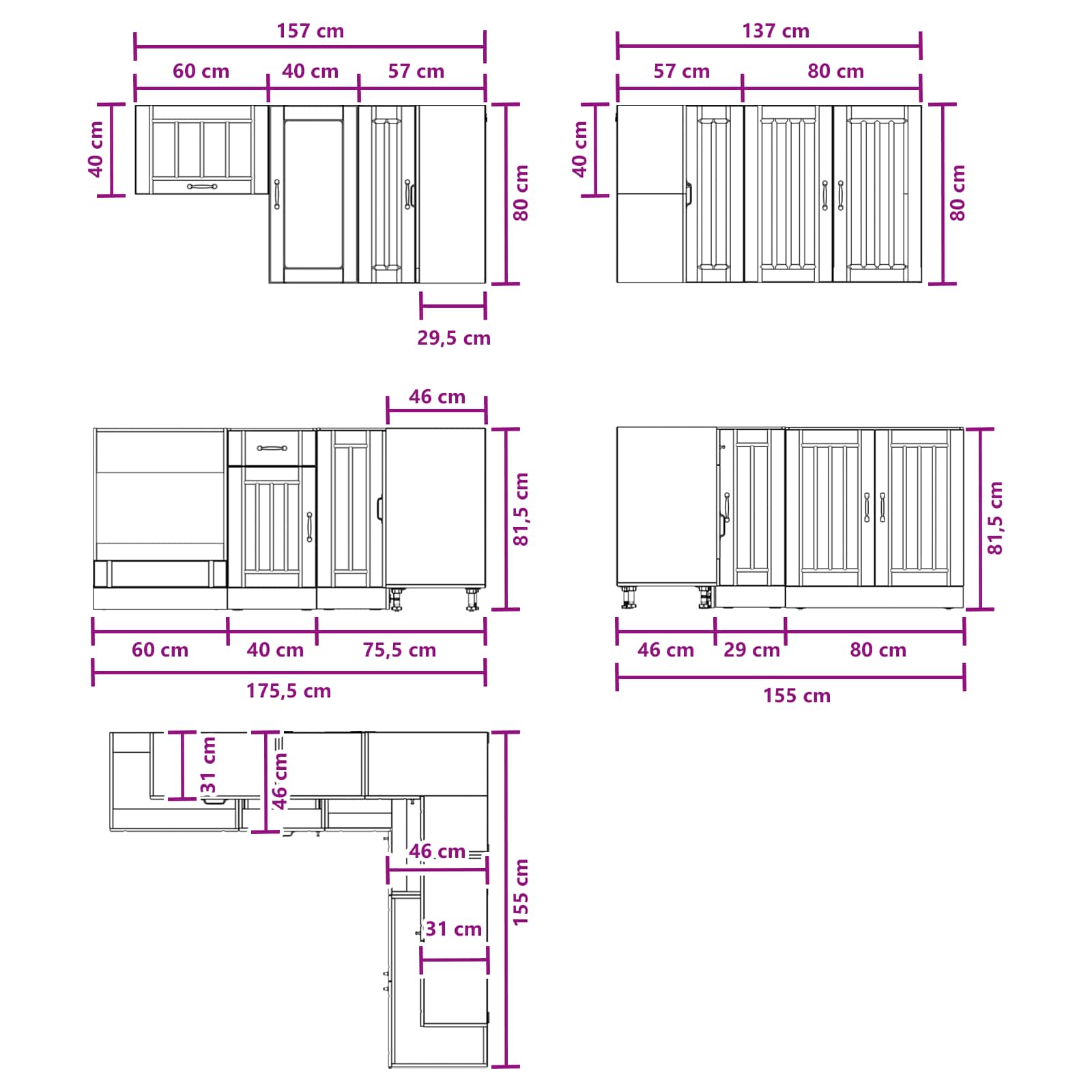Kücheneinheit Lucca 8 Pcs Holzwerkstoff