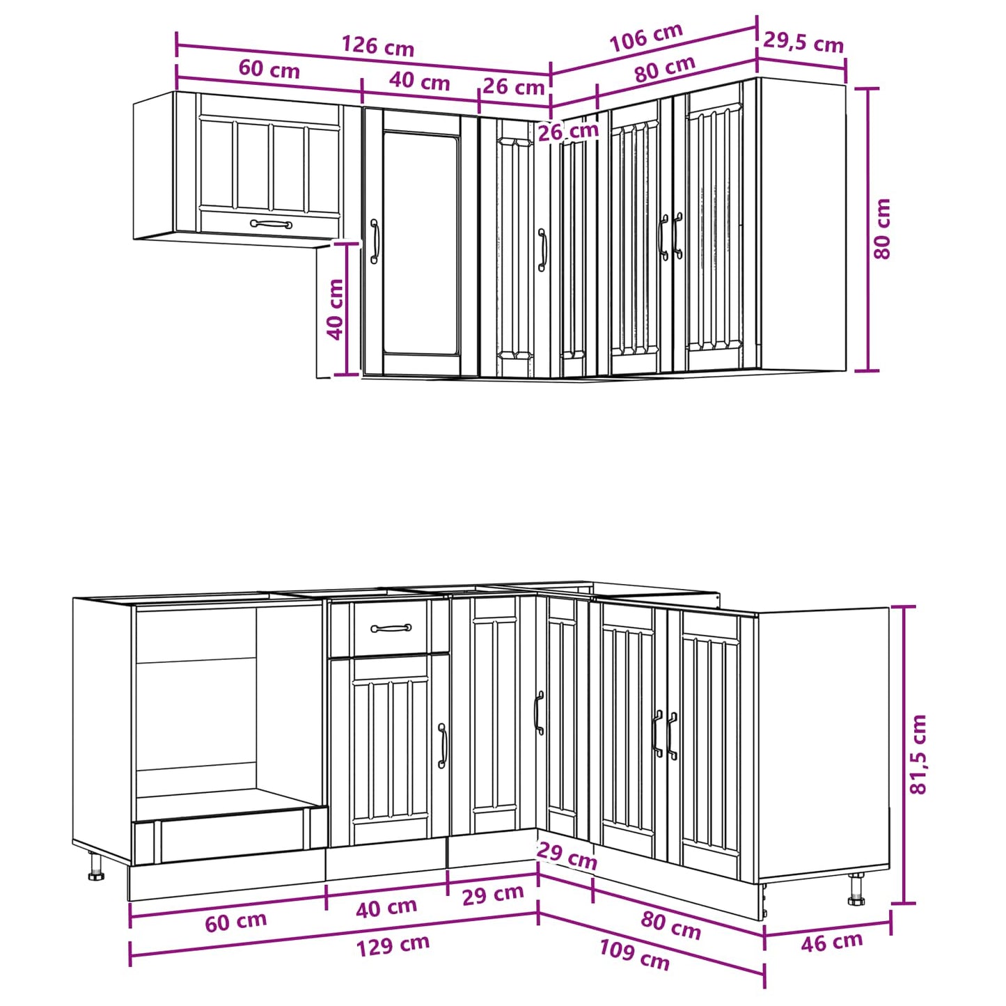 Kücheneinheit Lucca 8 Pcs Holzwerkstoff