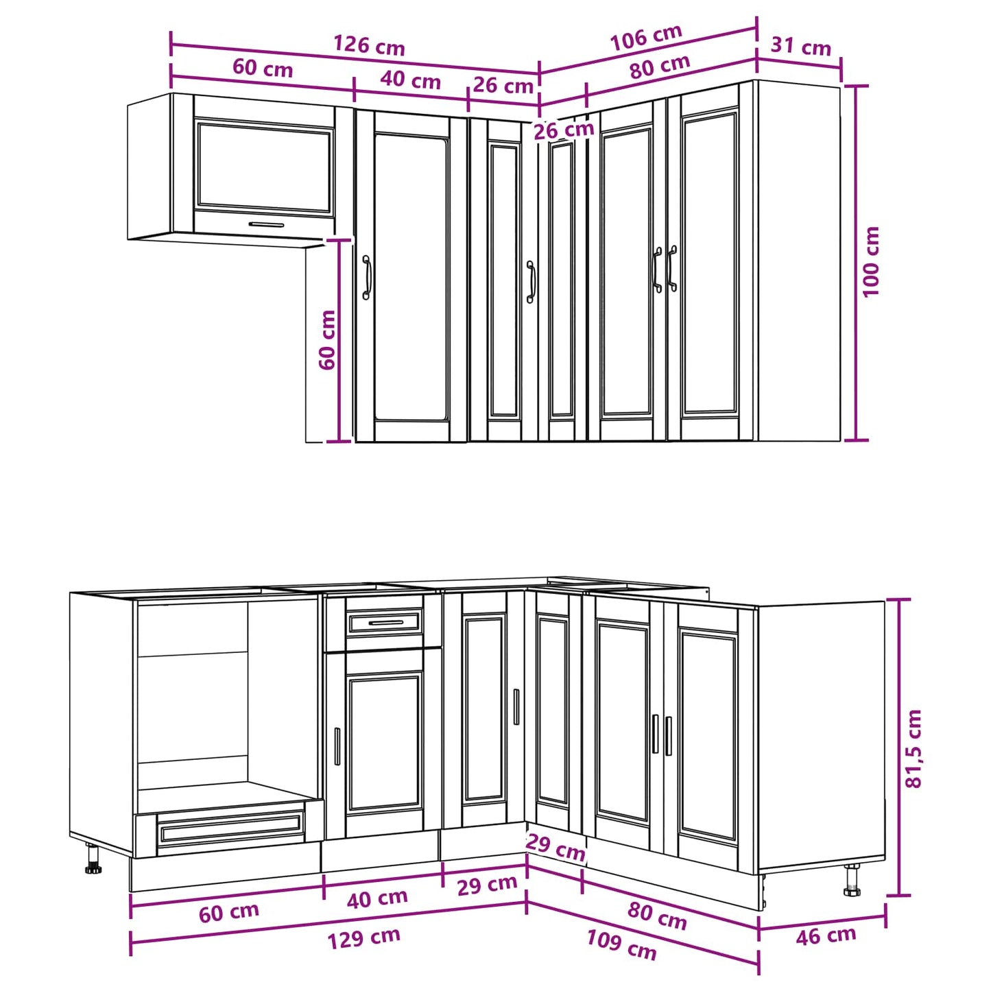 Kücheneinheit Porto 8 Pcs Holzwerkstoff