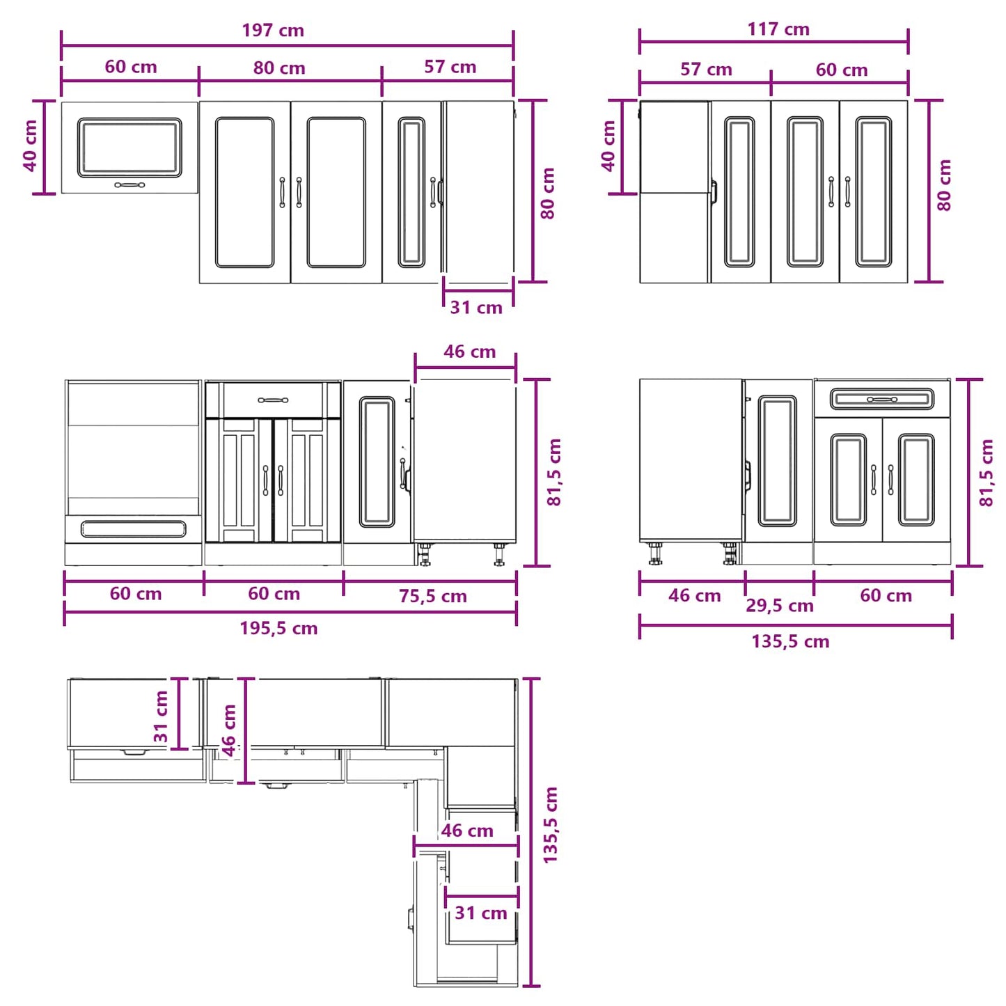 Kücheneinheit Kalmar 8 Pcs Holzwerkstoff