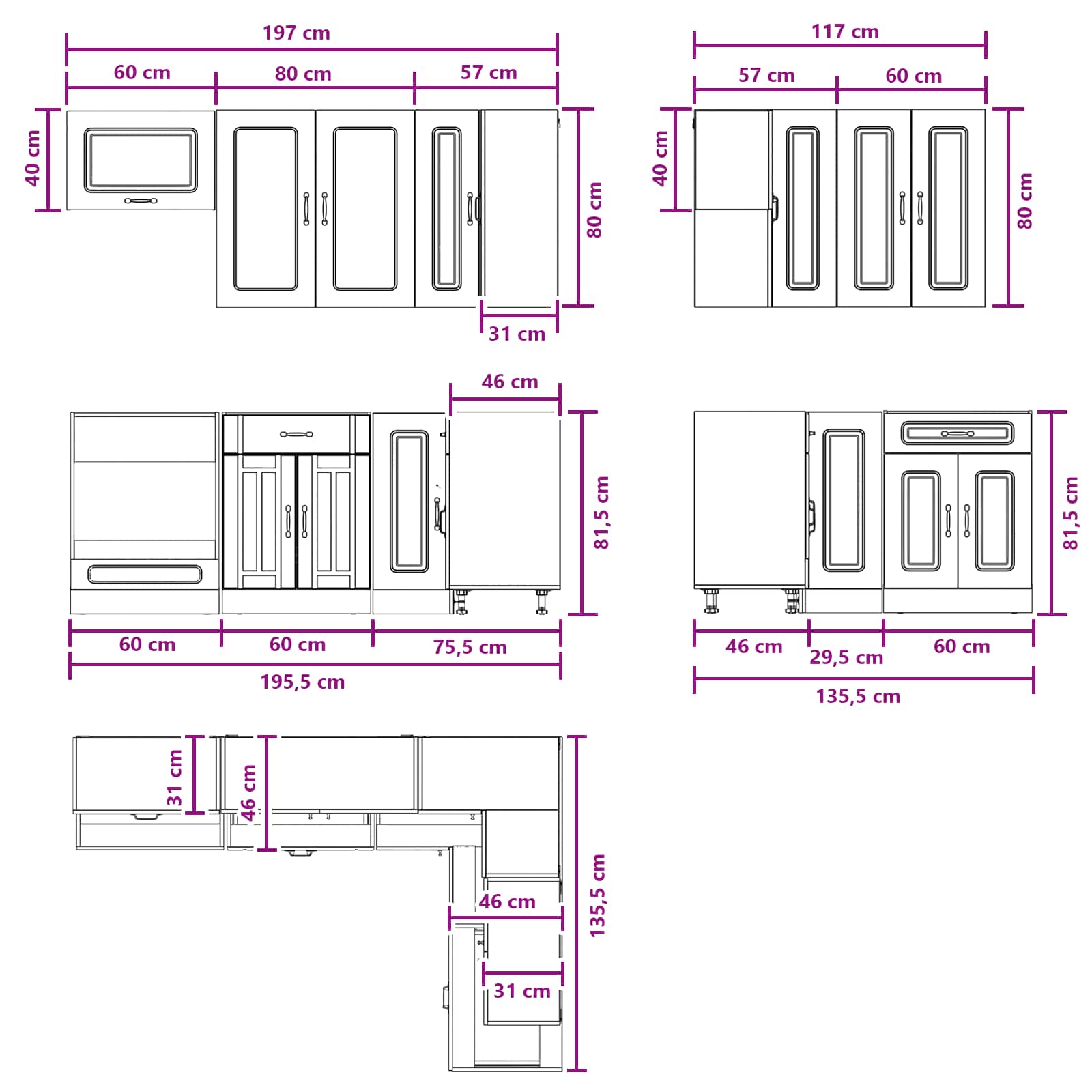 Kücheneinheit Kalmar 8 Pcs Holzwerkstoff
