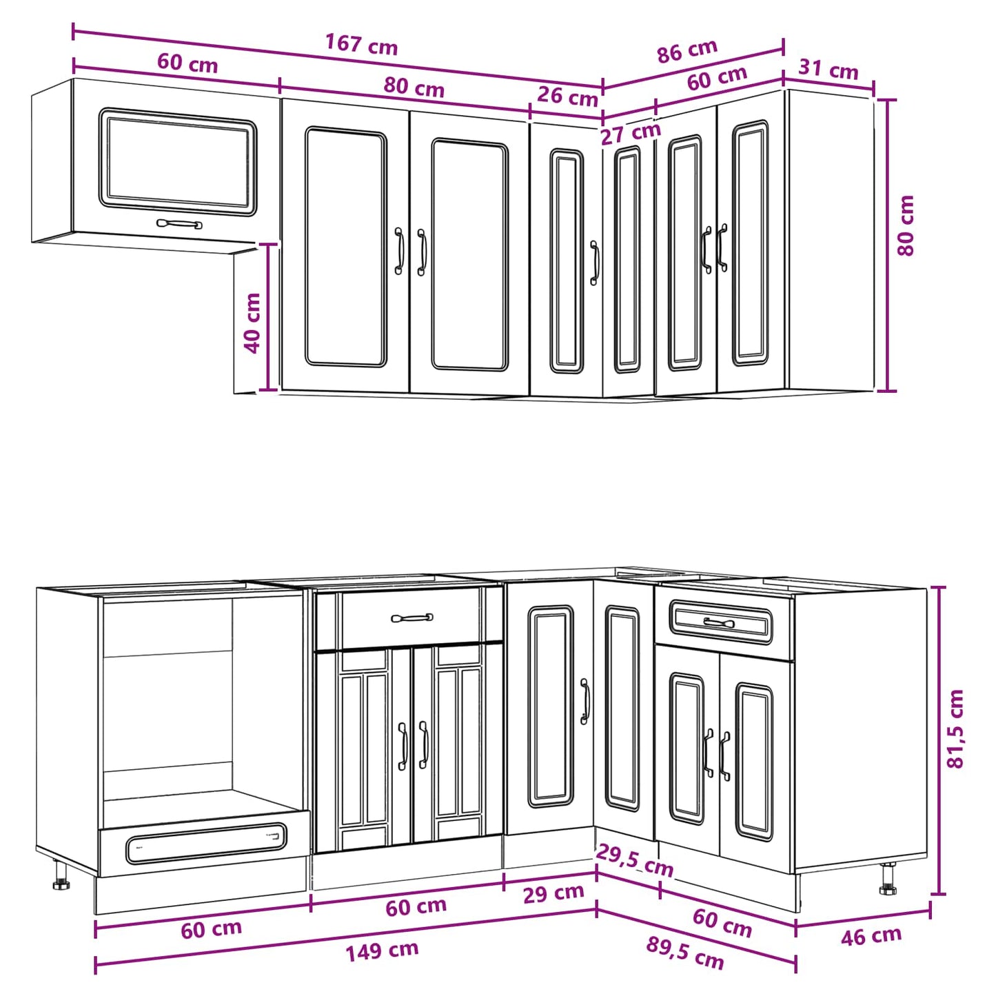 Kücheneinheit Kalmar 8 Pcs Holzwerkstoff