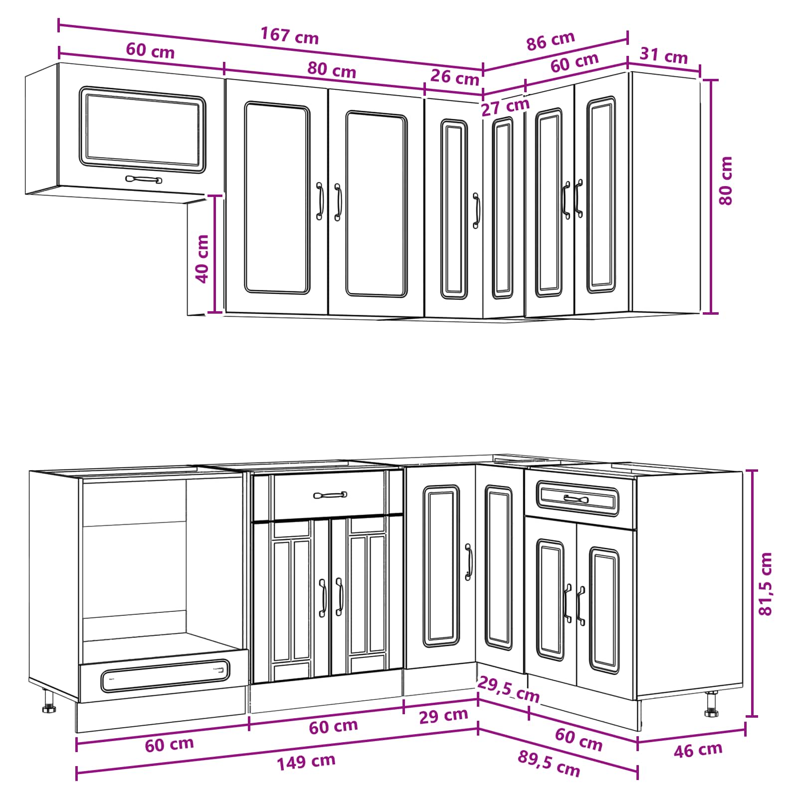 Kücheneinheit Kalmar 8 Pcs Holzwerkstoff