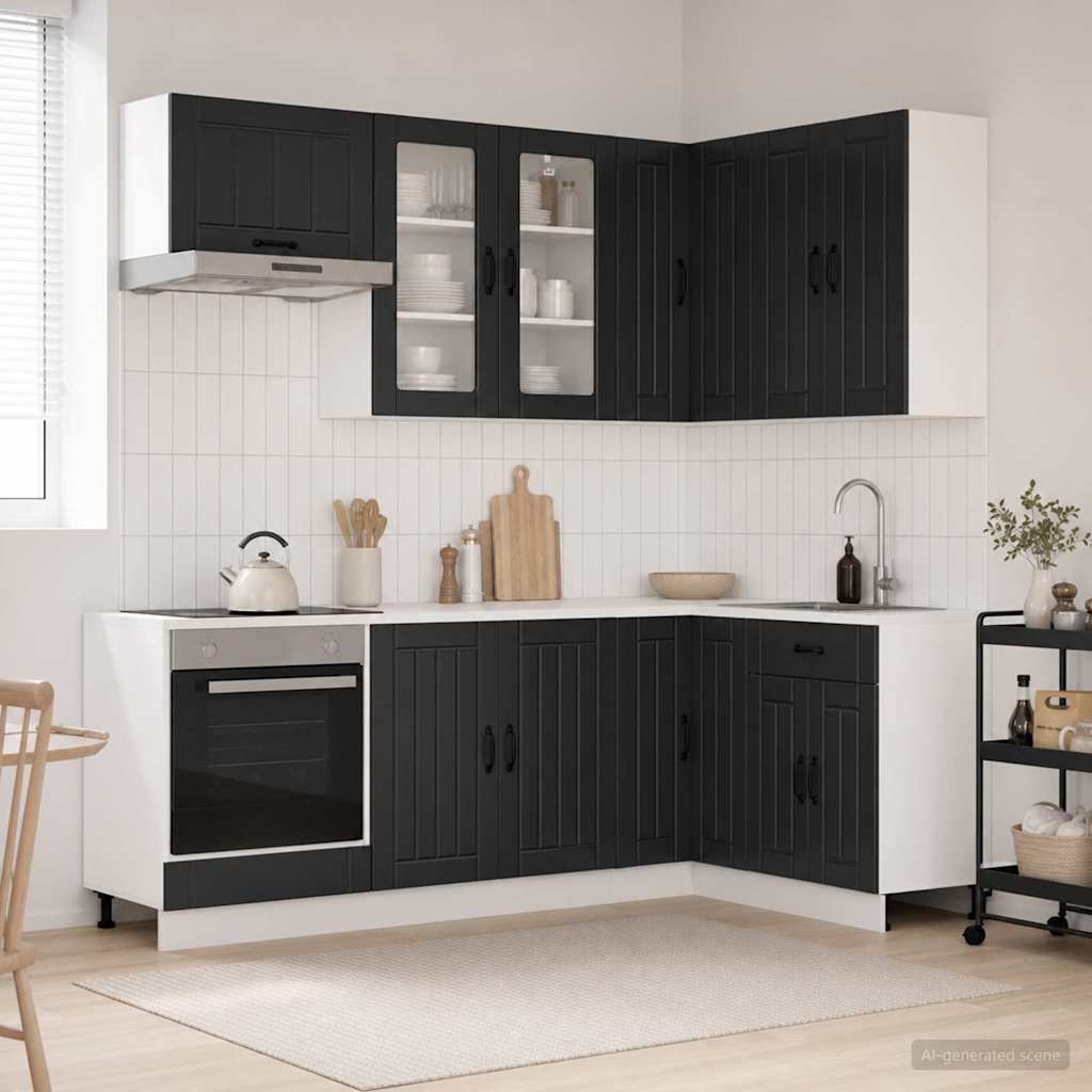 Kücheneinheit Lucca 8 Pcs Schwarz Holzwerkstoff