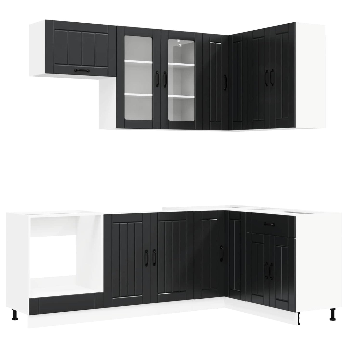 Kücheneinheit Lucca 8 Pcs Schwarz Holzwerkstoff