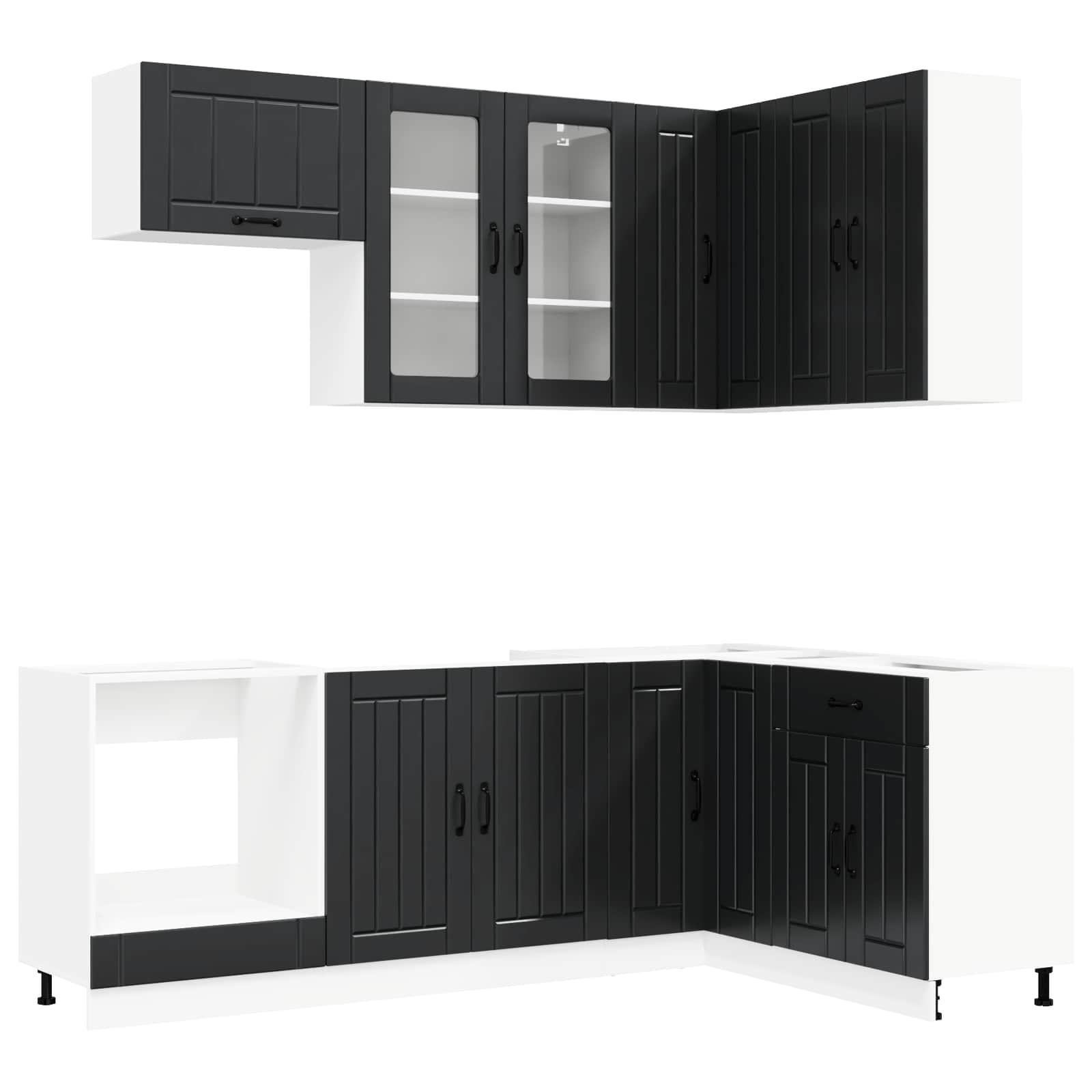 Kücheneinheit Lucca 8 Pcs Schwarz Holzwerkstoff