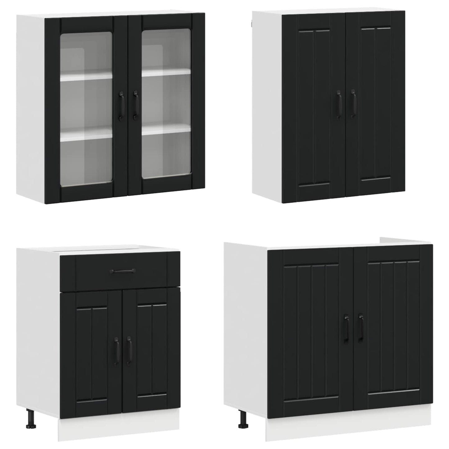 Kücheneinheit Lucca 8 Pcs Schwarz Holzwerkstoff