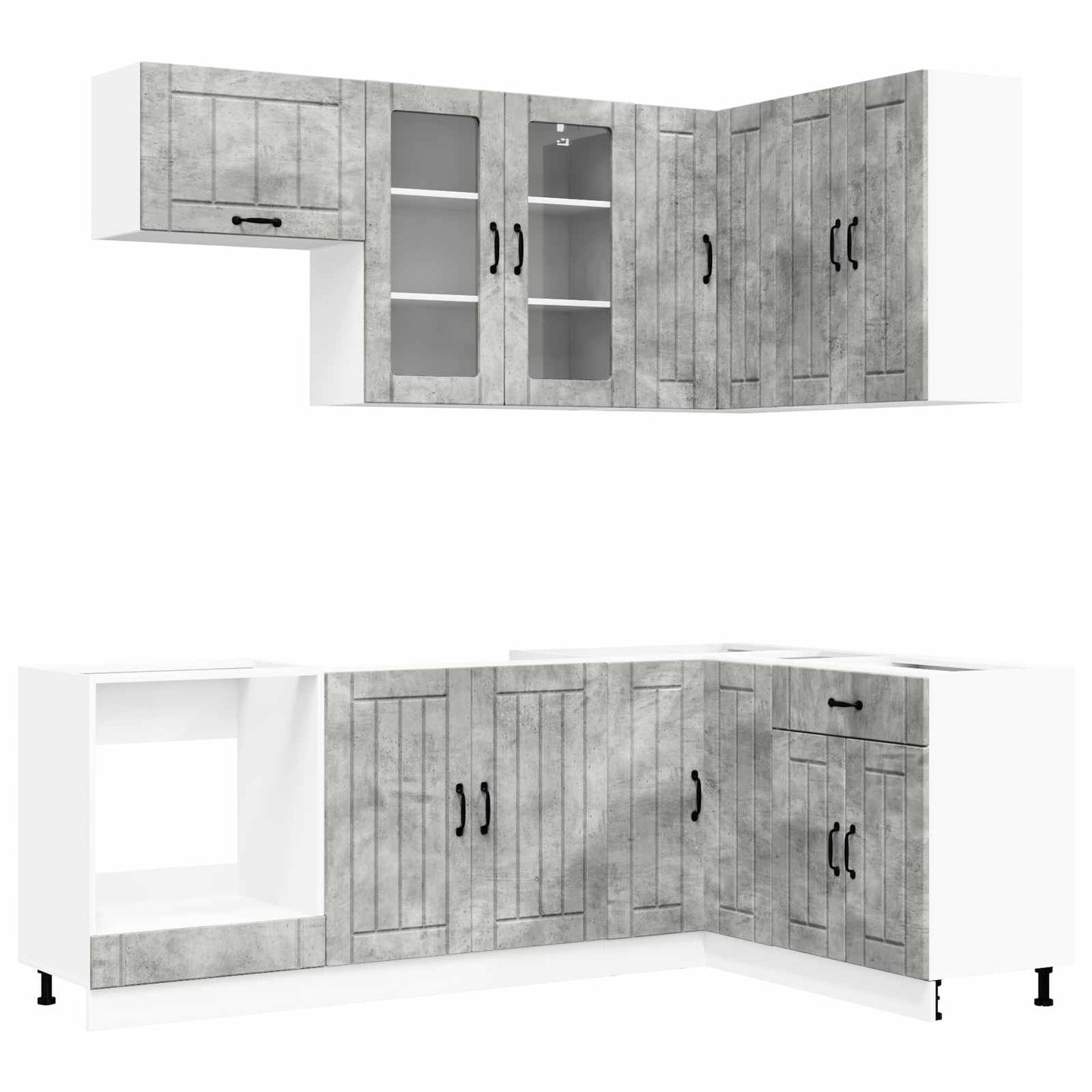 Kücheneinheit Lucca 8 Pcs Betongrau Holzwerkstoff