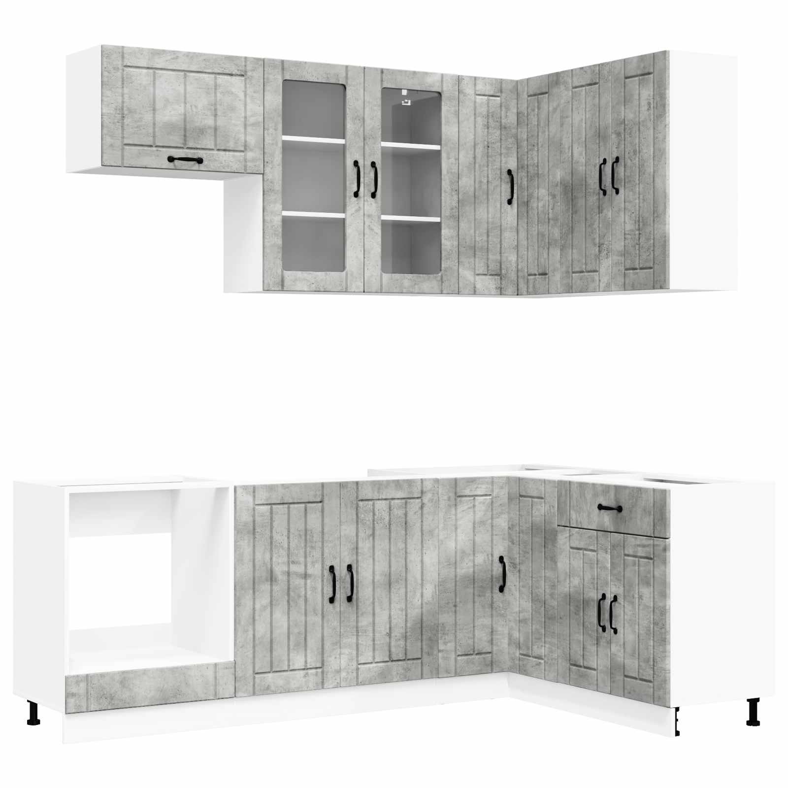 Kücheneinheit Lucca 8 Pcs Betongrau Holzwerkstoff
