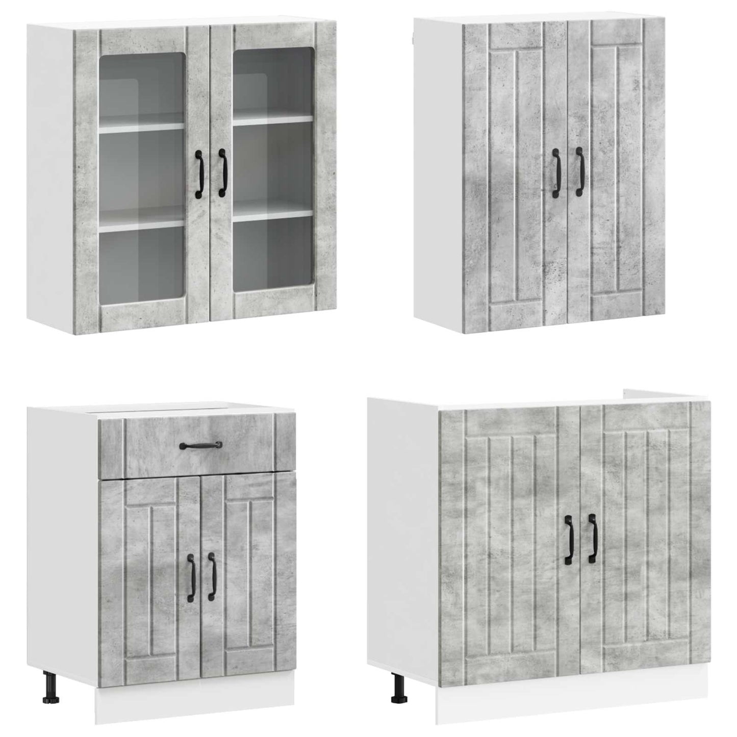 Kücheneinheit Lucca 8 Pcs Betongrau Holzwerkstoff