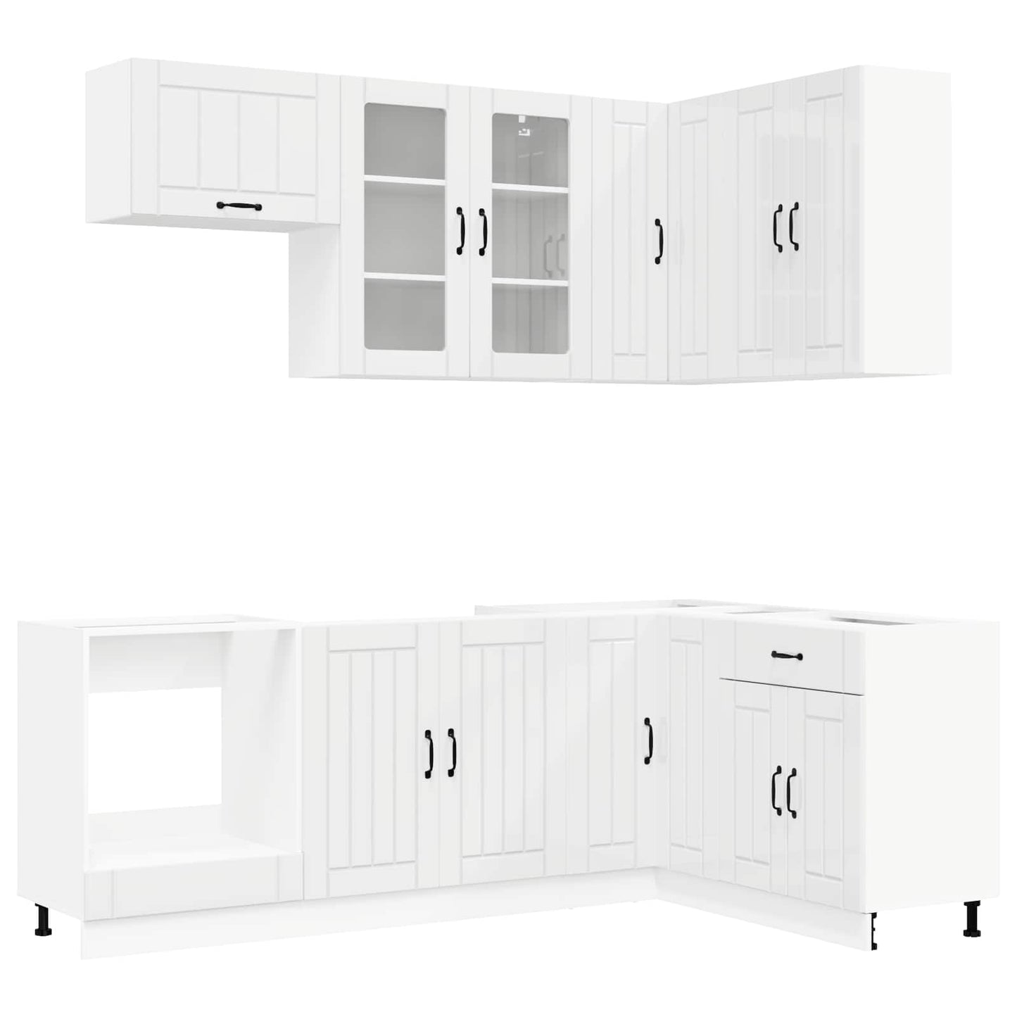 Kücheneinheit Lucca 8 Pcs Hochglanz Weiß Holzwerkstoff