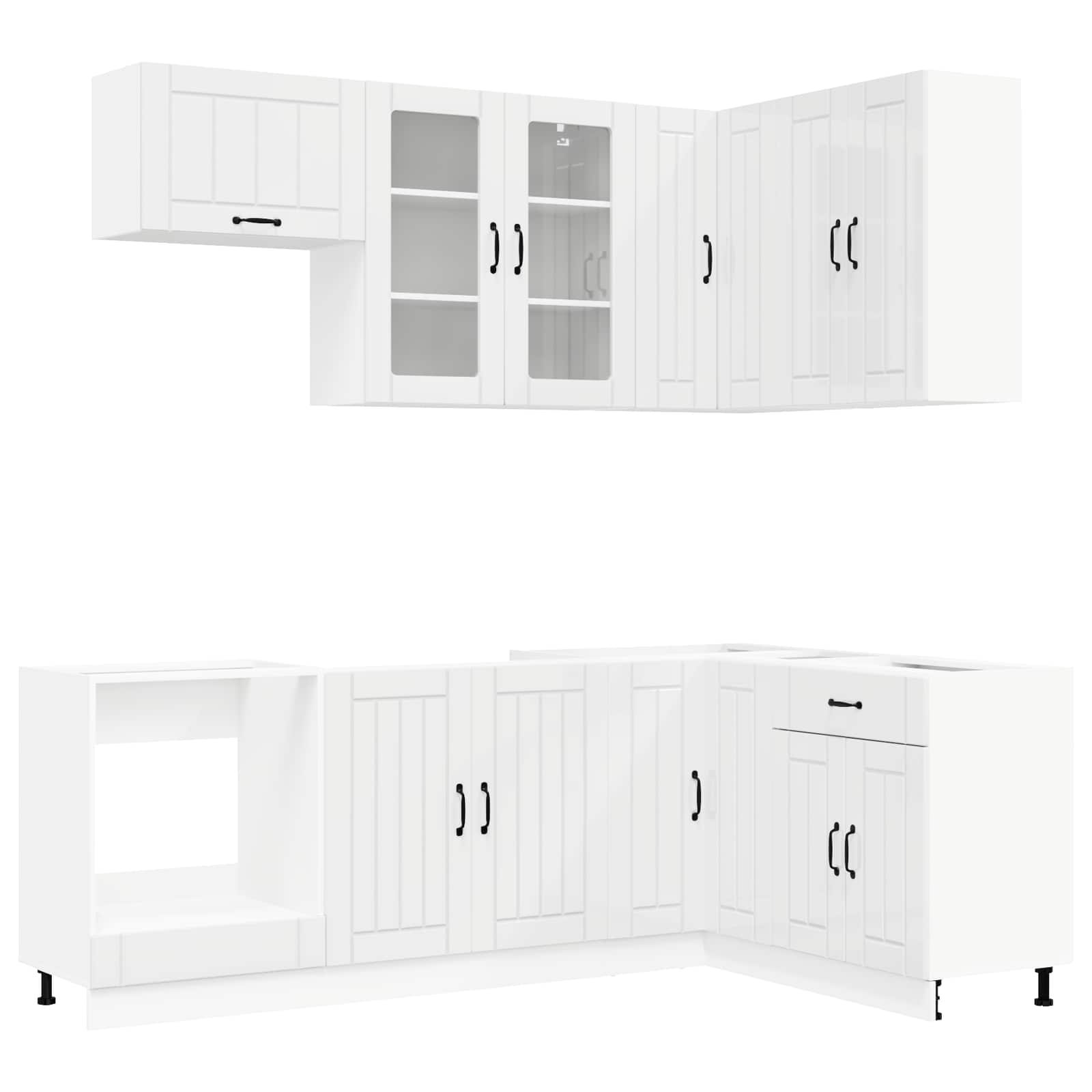 Kücheneinheit Lucca 8 Pcs Hochglanz Weiß Holzwerkstoff