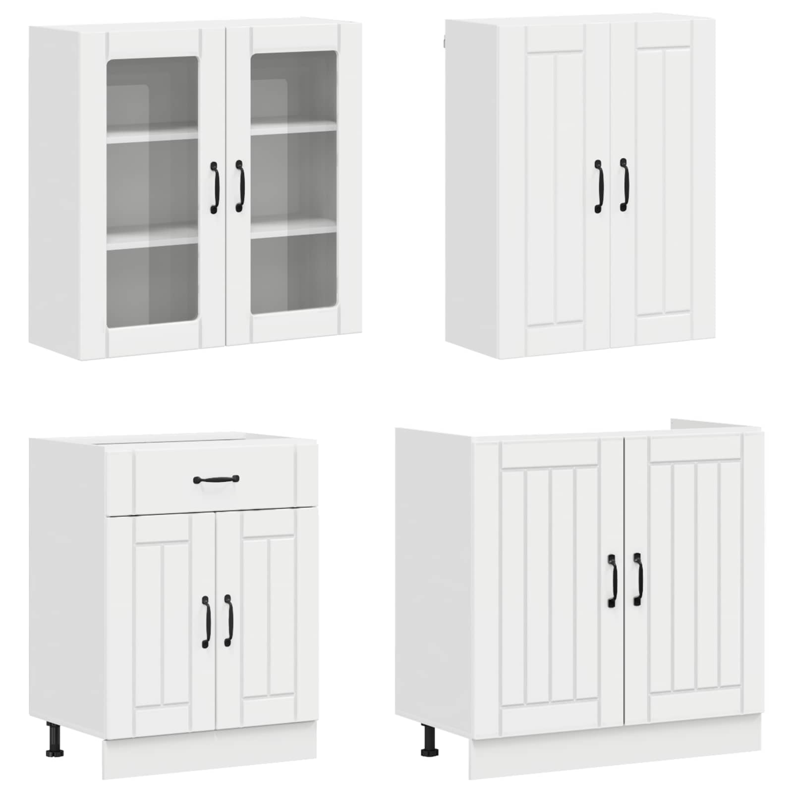 Kücheneinheit Lucca 8 Pcs Hochglanz Weiß Holzwerkstoff