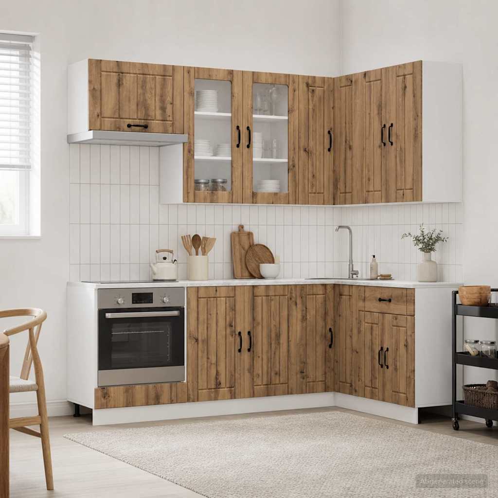 Kücheneinheit Lucca 8 Pcs Artisan-Eiche Holzwerkstoff
