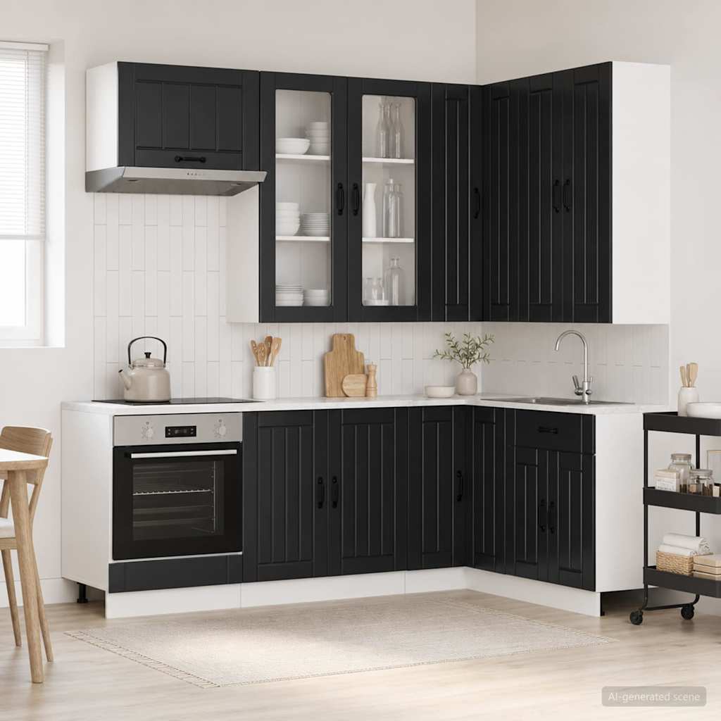 Kücheneinheit Lucca 8 Pcs Schwarz Holzwerkstoff