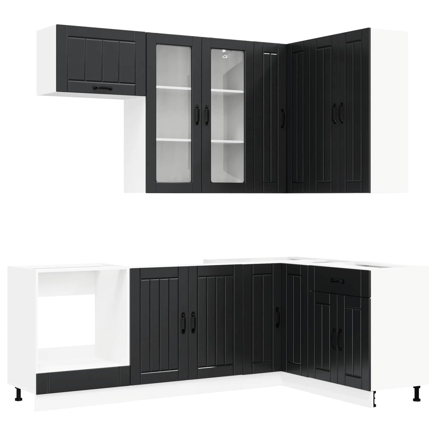 Kücheneinheit Lucca 8 Pcs Schwarz Holzwerkstoff