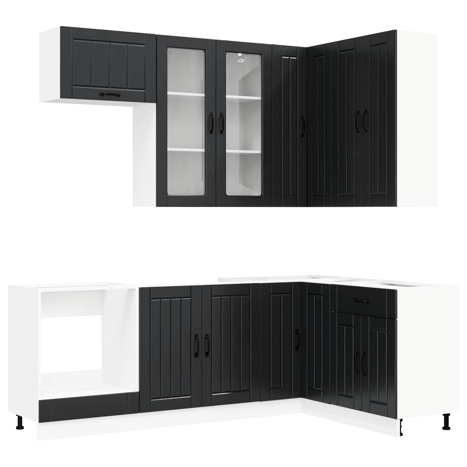 Kücheneinheit Lucca 8 Pcs Schwarz Holzwerkstoff