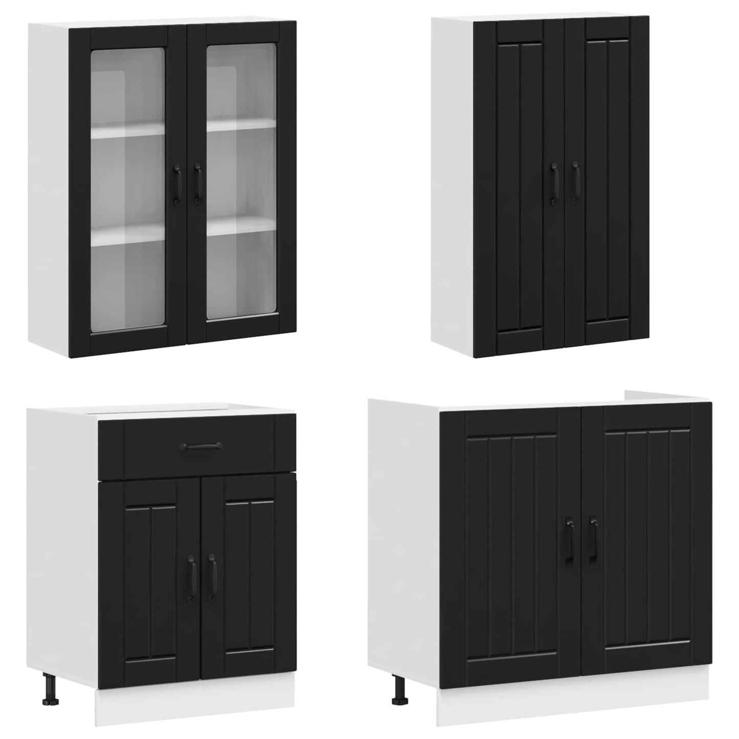 Kücheneinheit Lucca 8 Pcs Schwarz Holzwerkstoff