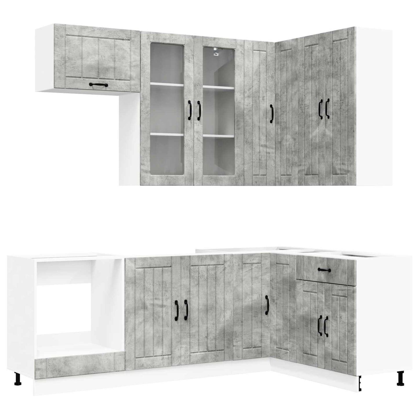 Kücheneinheit Lucca 8 Pcs Betongrau Holzwerkstoff