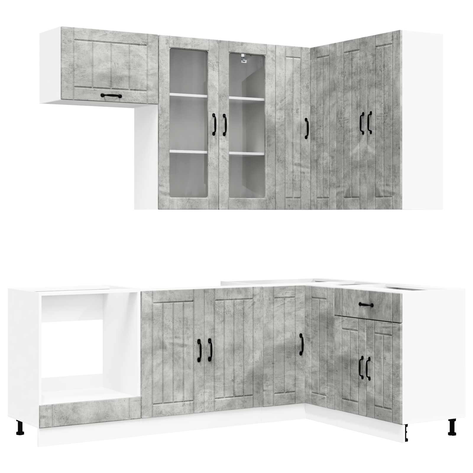 Kücheneinheit Lucca 8 Pcs Betongrau Holzwerkstoff