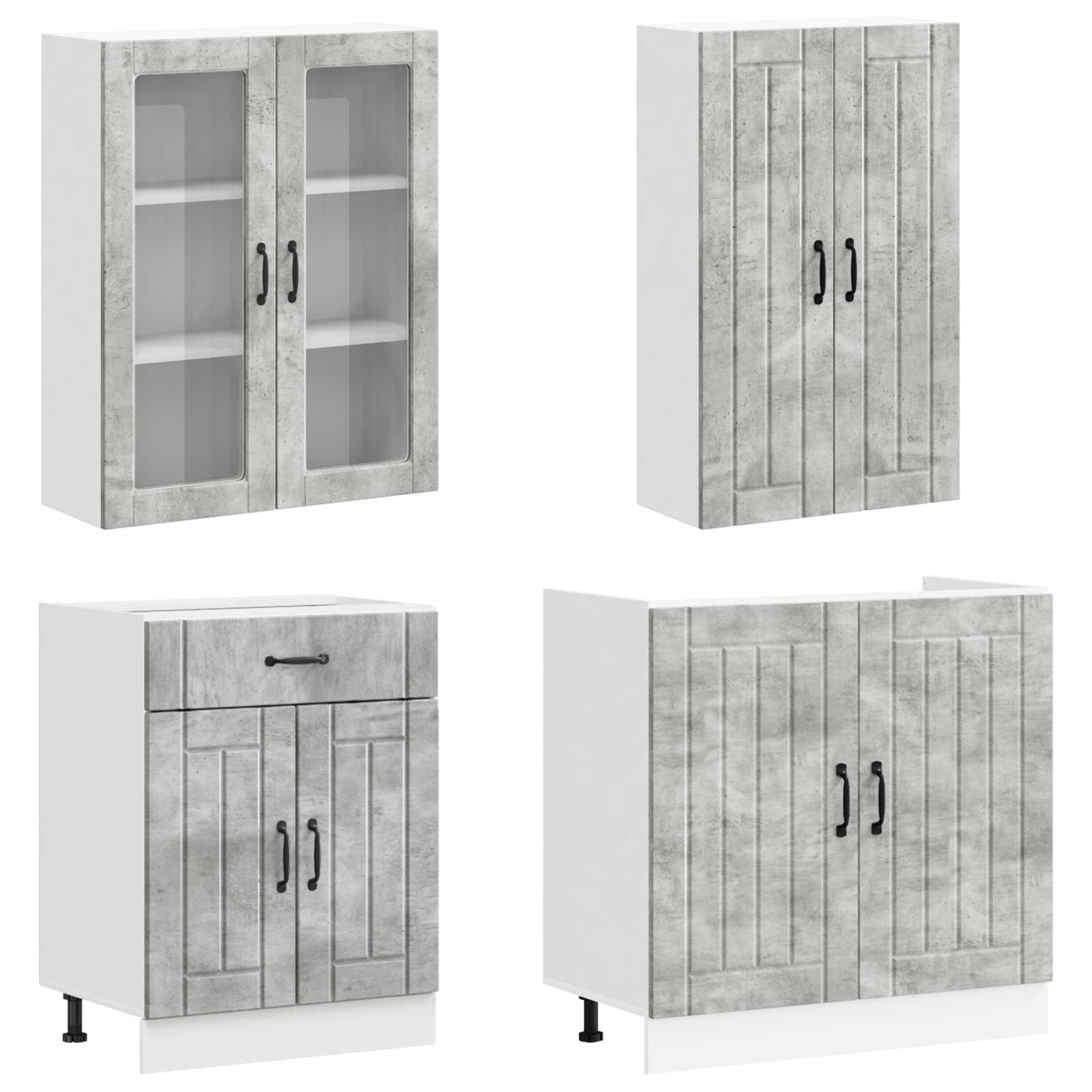 Kücheneinheit Lucca 8 Pcs Betongrau Holzwerkstoff