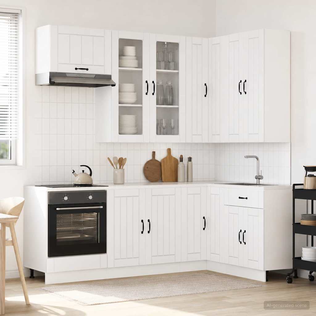 Kücheneinheit Lucca 8 Pcs Hochglanz Weiß Holzwerkstoff