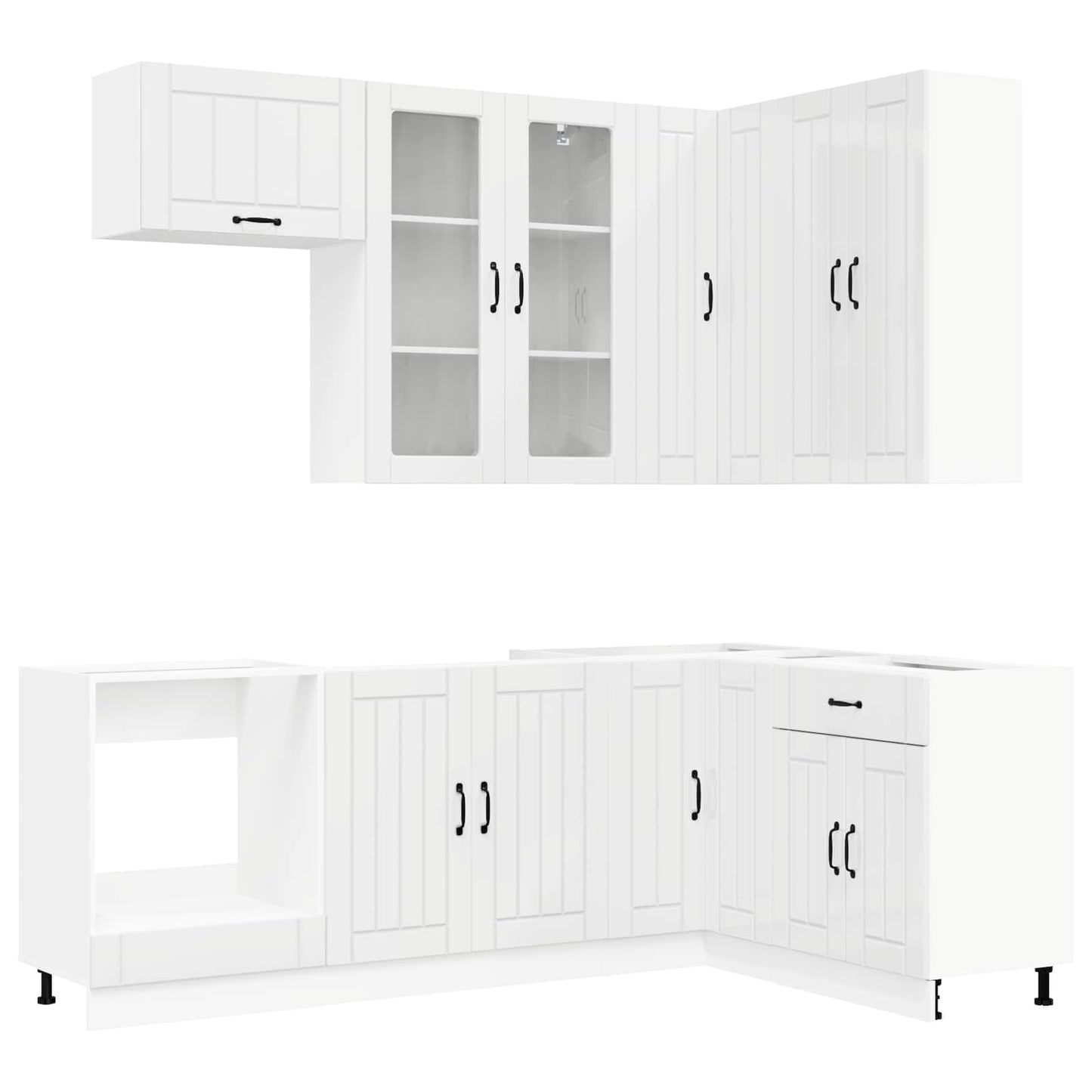 Kücheneinheit Lucca 8 Pcs Hochglanz Weiß Holzwerkstoff
