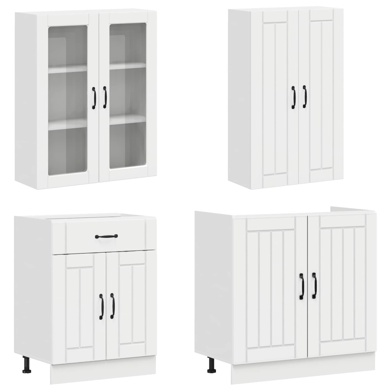 Kücheneinheit Lucca 8 Pcs Hochglanz Weiß Holzwerkstoff