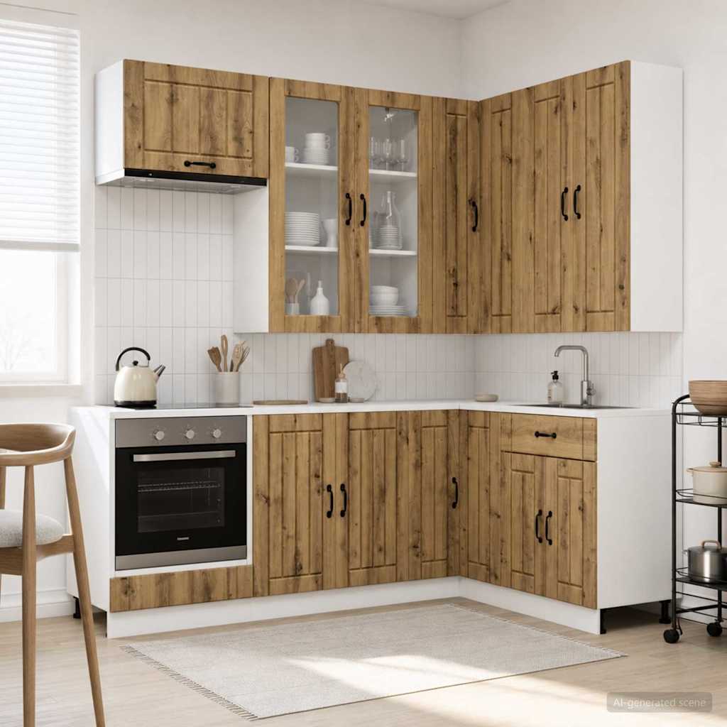 Kücheneinheit Lucca 8 Pcs Artisan-Eiche Holzwerkstoff