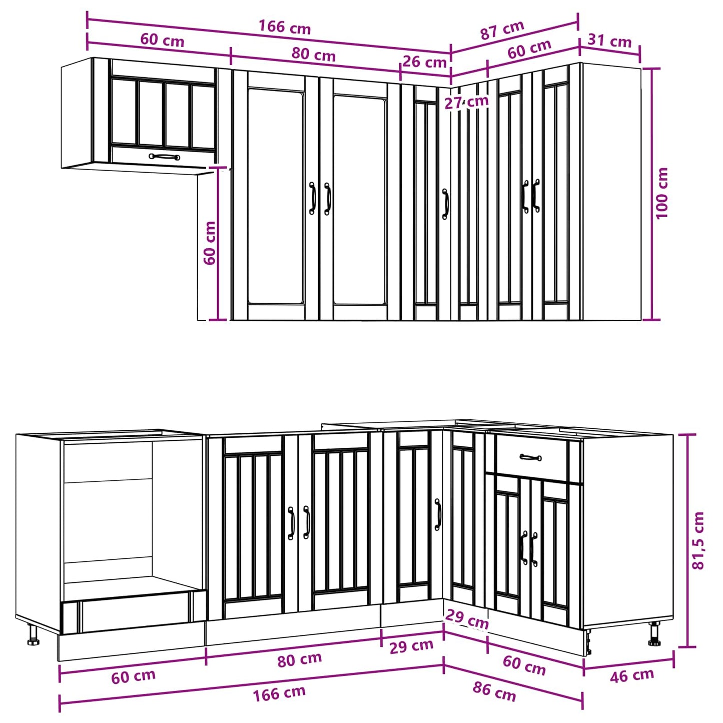 Kücheneinheit Lucca 8 Pcs Artisan-Eiche Holzwerkstoff