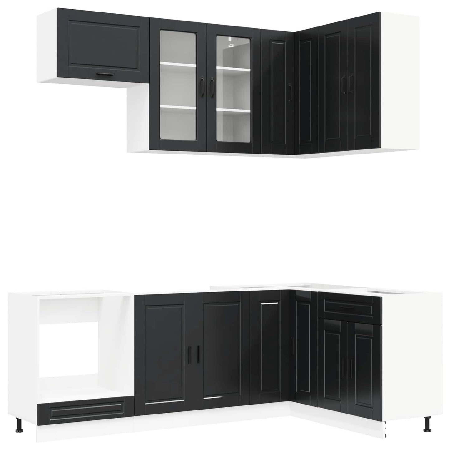Kücheneinheit Porto 8 Pcs Schwarz Holzwerkstoff