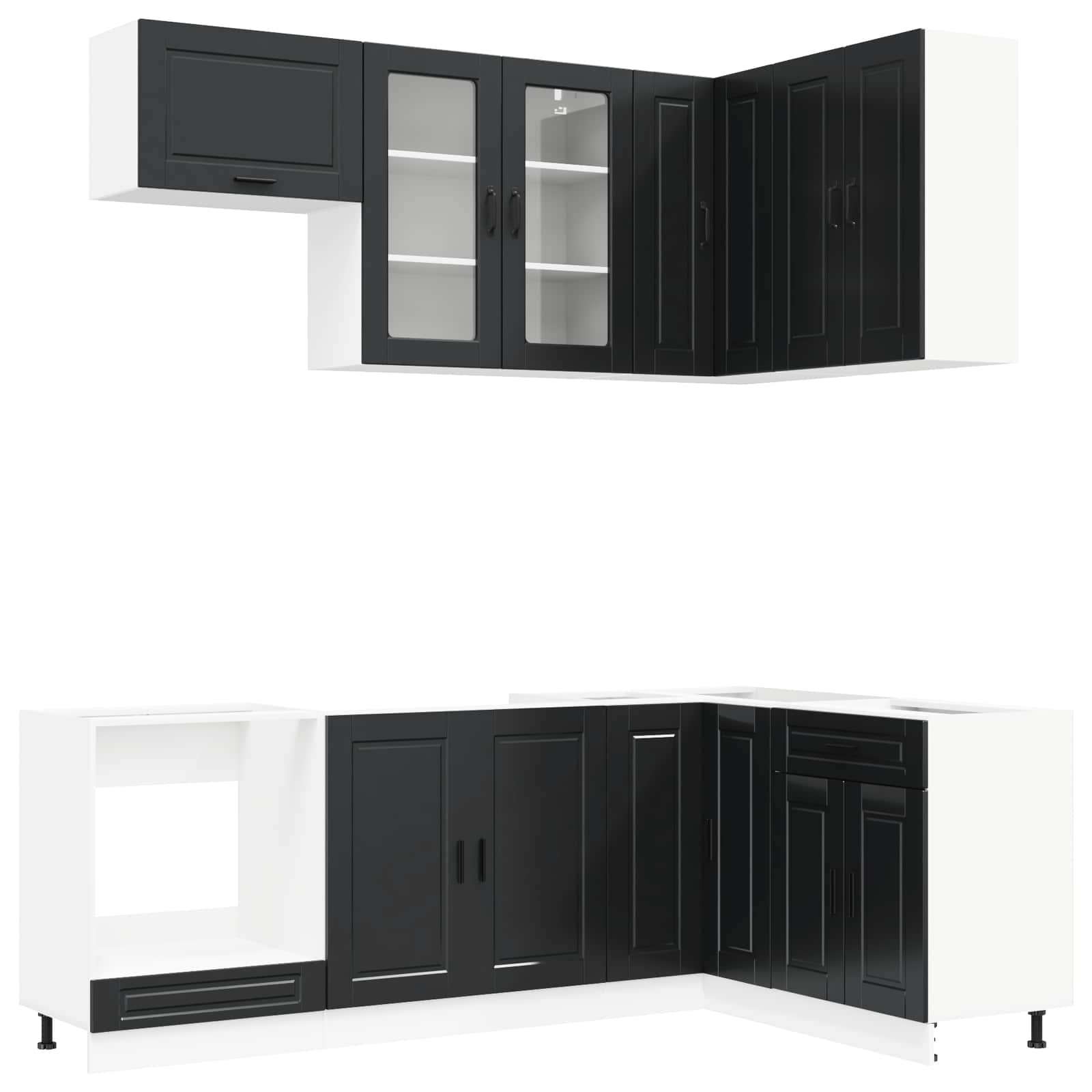Kücheneinheit Porto 8 Pcs Schwarz Holzwerkstoff
