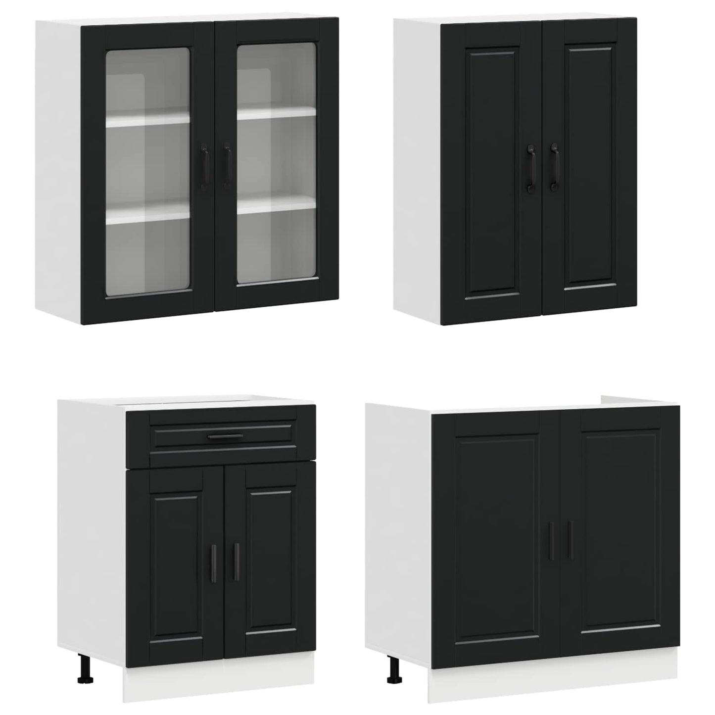 Kücheneinheit Porto 8 Pcs Schwarz Holzwerkstoff