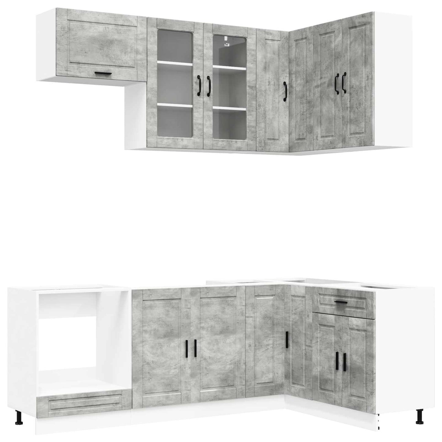 Kücheneinheit Porto 8 Pcs Betongrau Holzwerkstoff