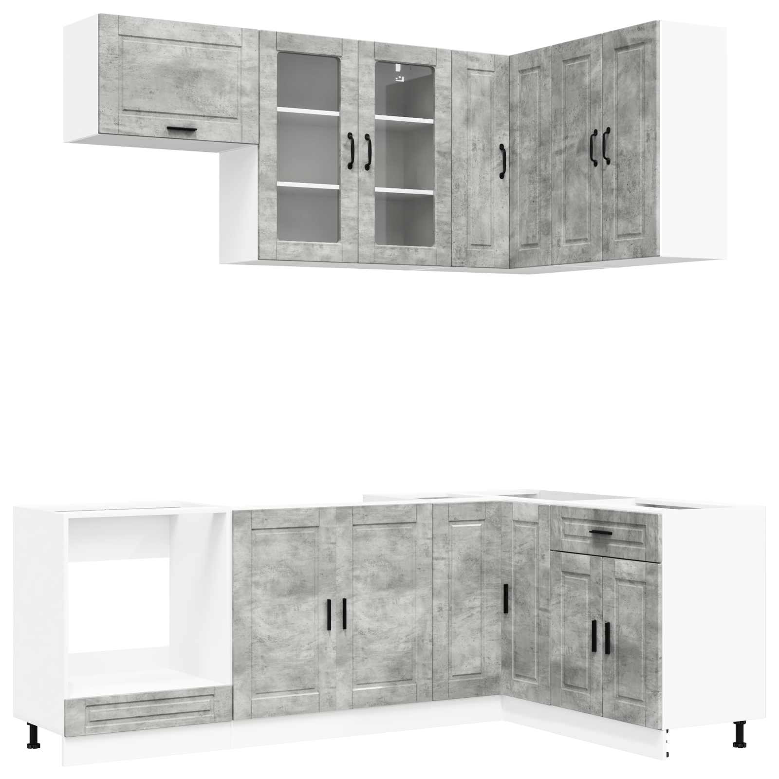 Kücheneinheit Porto 8 Pcs Betongrau Holzwerkstoff